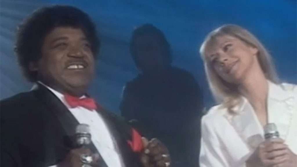 Dorothée et Percy Sledge dans l'émission "Le Dorothée Réveillon Rock'n roll show" en 1993.